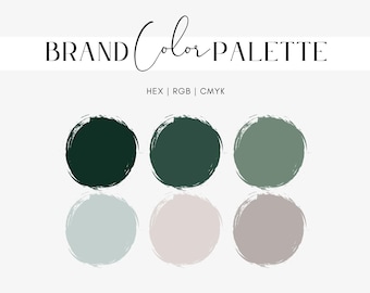 Eukalyptus-Farbpalette, neutrales Boho-Branding für Website und Social Media, Hex-Codes, RGB, CMYK, natürliche grüne Farben für Markenverpackungen