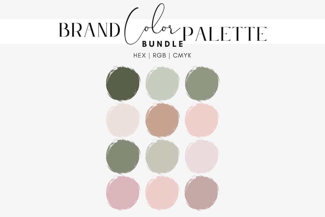 Dark Sage Green, Soft Pink, Blush Rose, Champagne Branding Color ...