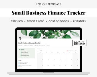 Editable Notion Template, Small Business Finance Tracker, Planner for Entrepreneurs, Expense Tracking, Profit and Loss, Inventory, Task List