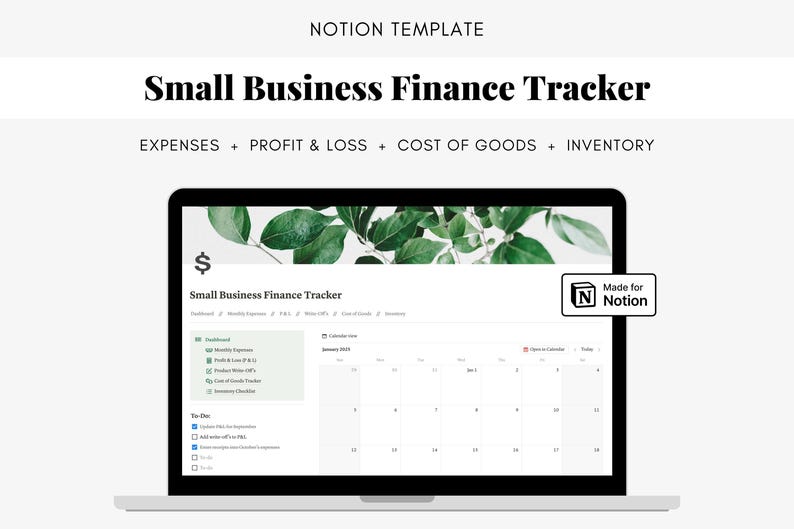Small Business Finance Tracker Notion Template (digital Download) - Etsy