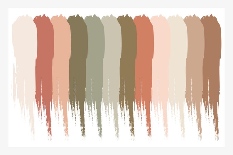 Soft Muted Autumn Color Palette Bundle, Terracotta, Peach, Moss Green ...