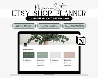 Etsy Shop Planner Dashboard, Notion Template for Etsy Sellers, Minimalist Aesthetic, Task List, Small Business Goals, Finance Tracker