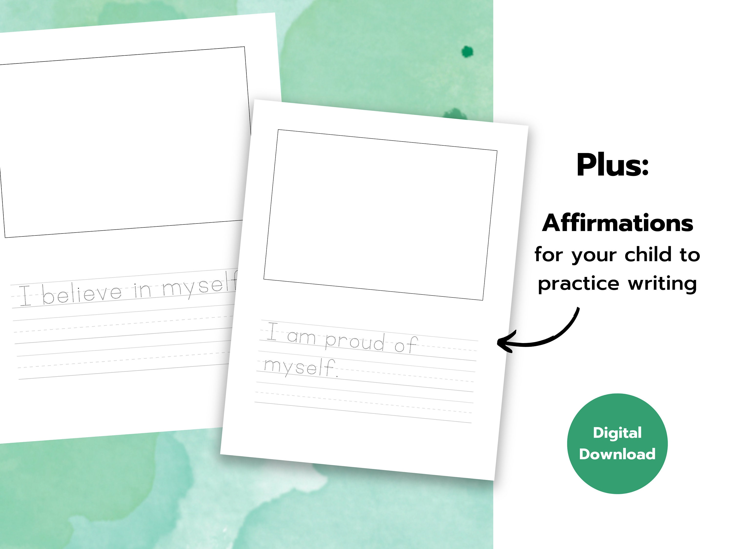 Printable Affirmations for Kids, Coloring and Handwriting Practice ...