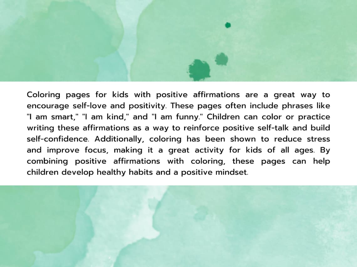 Printable Affirmations for Kids, Coloring and Handwriting Practice ...