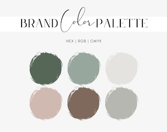 Eukalyptus-Farbpalette, neutrales Boho-Branding für Website und Social Media, Hex-Codes, RGB, CMYK, natürliche grüne Farben für Markenverpackungen