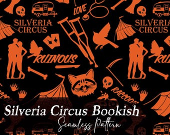 Silveria Circus-Themed Dark Romance Seamless Pattern - Scrapbook Paper Junk Journals Instant Digital Download