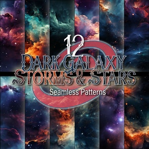 Dark Galaxy Storms & Stars Seamless Pattern V1 Includes PAT File Scrapbook Paper Junk Journal Instant Digital Download