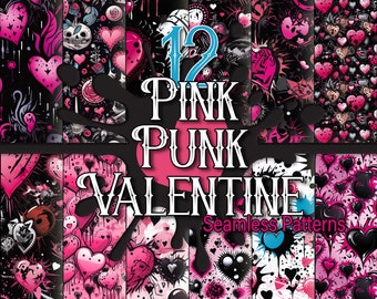 Pink Punk Valentine's Day Seamless Patterns: Scrapbook Paper (Digital Download)