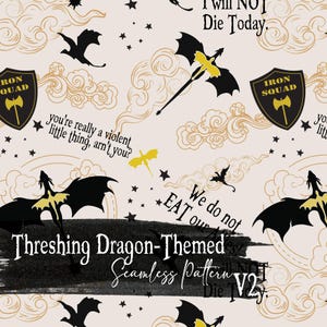 Threshing Dragon-Themed Seamless Pattern V2 - Scrapbook Paper Junk Journals Instant Digital Download