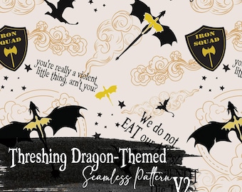 Threshing Dragon-Themed Seamless Pattern V2 - Scrapbook Paper Junk Journals Instant Digital Download