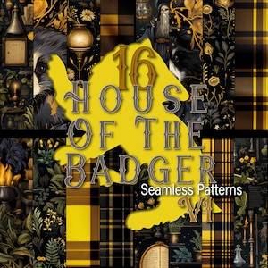 16 House Of The Badger V1 Wizard Magic School Seamless Pattern Includes PAT File Scrapbook Junk Journals Instant Digital Download Wizzard
