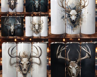 Deer Skull Tumbler Wrap: Hunter Buck Design (Digital Download)