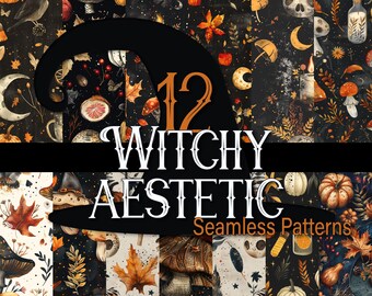 Witchy Seamless Pattern Pack: Spooky Halloween Designs (Digital Download)