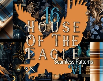 Eagle House Seamless Pattern: Wizard School Digital Paper (PAT File)