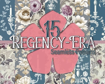 Regency Era Seamless Pattern: Elegant Floral Designs (Digital Download)