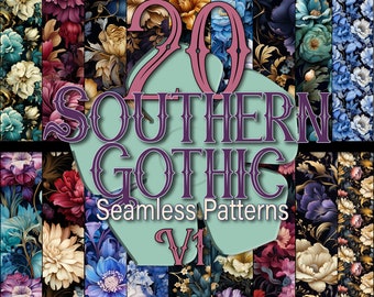 Southern Gothic Flower Seamless Patterns: Scrapbook Paper (Digital Download)