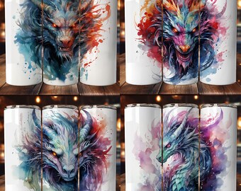 Watercolor Dragon Tumbler Wrap: Fantasy Lover Gift (Digital Download)