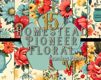 Homestead Floral Seamless Pattern: Pioneer Style (Digital Download)
