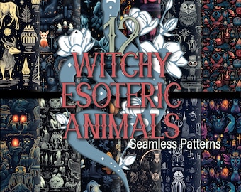 Witchy Esoteric Animals Pack Of 12 Designs Includes PAT File Scrapbook Paper Junk Journals Instant Digital Download