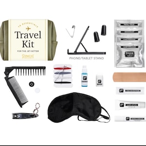 Compact Leather Travel Kit with Toiletry Essentials and Tech Accessories