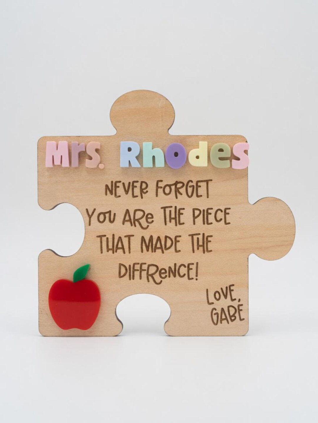 Personalized Teacher Puzzle Piece Wooden Sign | Puzzle Piece Magnet ...