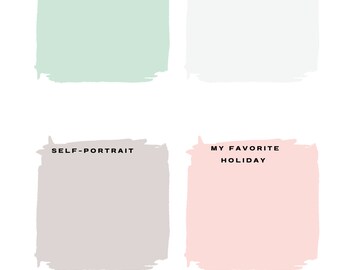 May include: A printable worksheet for children to draw in. The worksheet has four sections with prompts: "If I was an animal I would be this", "My favorite season", "Self-portrait", and "My favorite holiday".