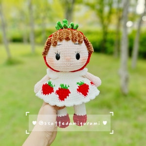 Ichigo strawberry girl - Crocget pattern, crochet doll, amigurumi doll, strawberry doll, PDF file