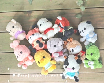 Chenille Mini Tiere 10 in 1 - Häkelanleitung, Häkeltiere, Schlüsselanhänger, Häkel Schlüsselanhänger, Amigurumi Schlüsselanhänger, PDF Datei