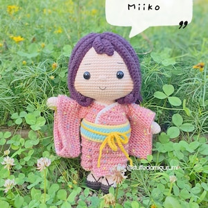 Miiko the Japanese girl - Crochet pattern, crochet doll, Japanese girl, Kimono, Yukata, PDF file