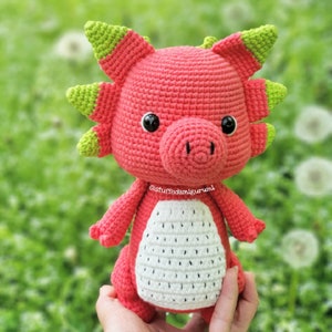 Dragon fruit dragon - Crochet pattern, crochet dragon, amigurumi dragon, dragon fruit, pitaya, PDF pattern