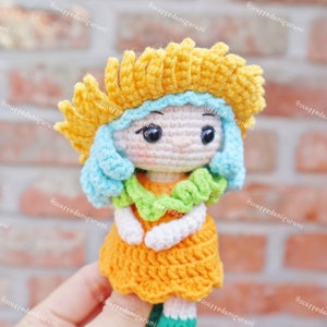 SUNFLOWER doll - crochet doll, crochet pattern, amigurumi doll, doll pattern, PDF file, doll
