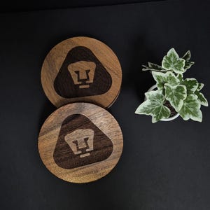 Pumas UNAM Wooden Coasters / Portavasos - Set of 4