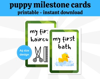 puppy milestone printables, pet milestone cards, dog milestone, furbaby cards
