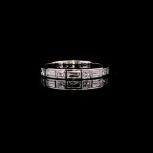 Umweltfreundlicher Diamant im Baguetteschliff, Halbe Ewigkeit, Labor gewachsener Diamant Ehering, 14K Gold Lab Diamant Ring, CVD Diamant Ring