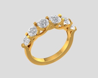 2.38ct 6 Steine Trellis Diamant Band • Atemberaubender Halo Diamant Ring • Trendy schillernder Luxusring • Tau erstellt Diamantring • Verlobungsring