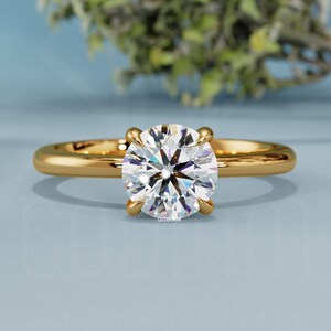 Round Cut Lab Grown Diamond Wedding Ring, Four Prong Set Hand Made Diamond Engagement Ring, Solitaire Moissanite Proposal Ring For Her