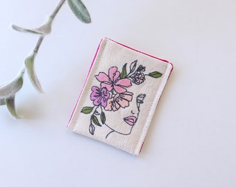 Floral Birth Control Pill Case, Cotton Fabric Sleeve