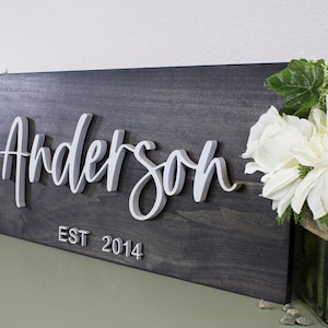 Placa de palete para presente / Placa de sobrenome / Placa de madeira personalizada / Placa de estabelecimento / Presente de casamento personalizado / Casamento / Placa 3D / Placa de sobrenome