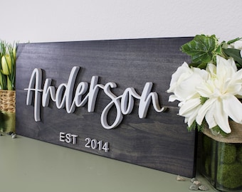 Pallet Sign Gift / Last Name Sign / Custom Wood Sign / Established Sign / Personalized Wedding Gift / Wedding / 3D Sign / Family Name Sign