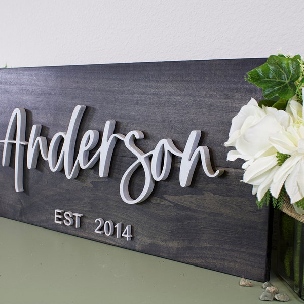 Pallet Sign Gift / Last Name Sign / Custom Wood Sign / Established Sign / Personalized Wedding Gift / Wedding / 3D Sign / Family Name Sign