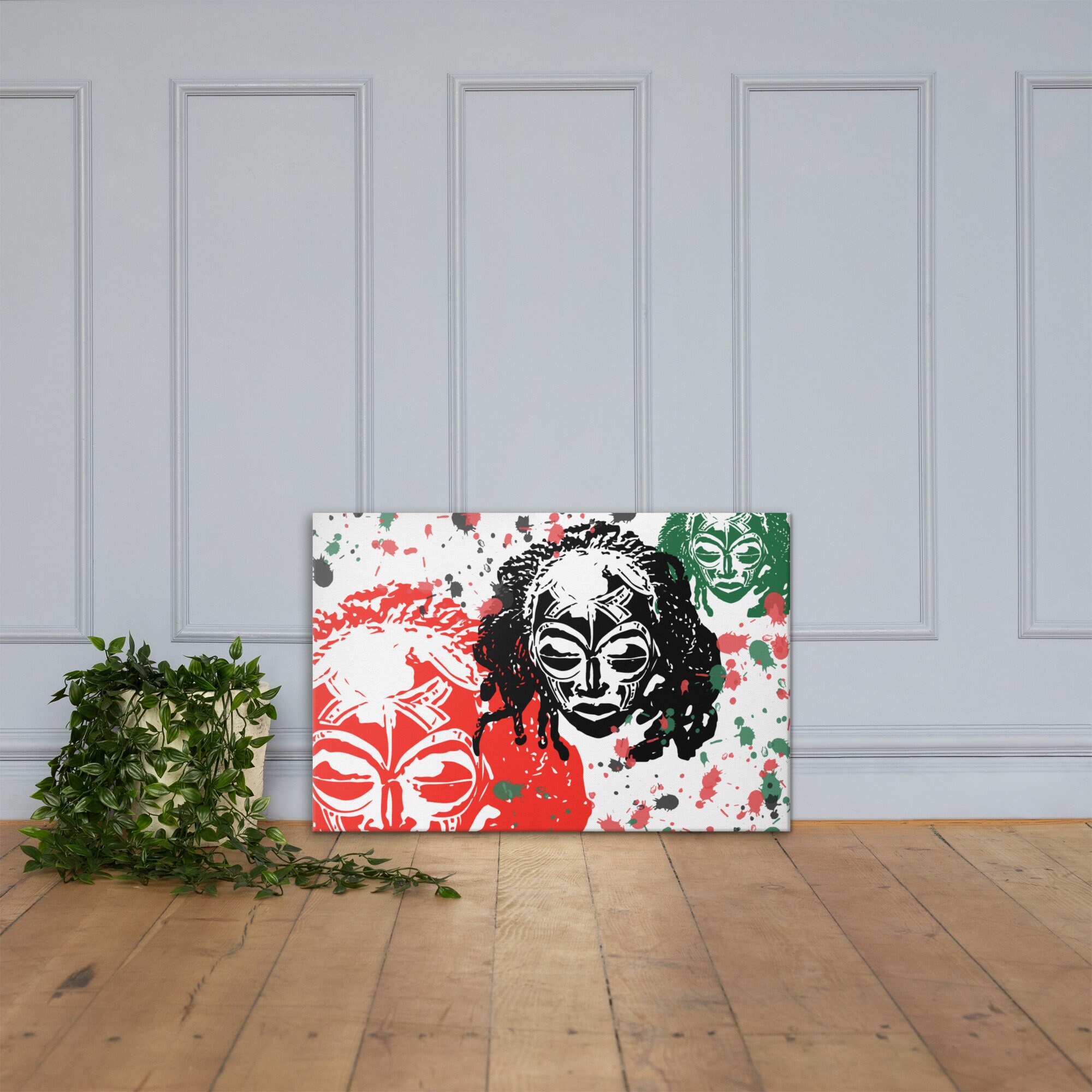 African Mask Trilogy 36X24 Canvas Etsy