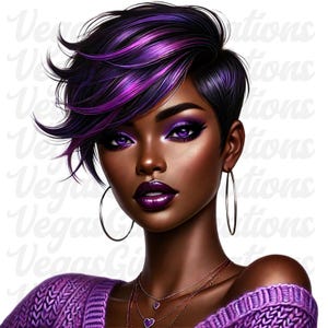 Ponad 50 zaktualizowanych, cyfrowych, retuszerowanych obrazów czarnoskórych kobiet w formacie PNG: sztuka afro w jakości HD (pobieranie cyfrowe)