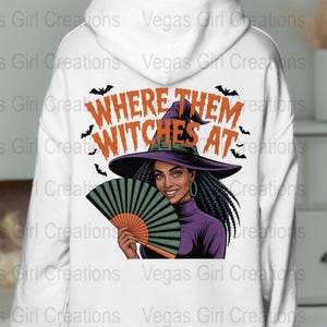 African American Witch PNG: Halloween Digital Art (T-Shirts, Mugs, Tumbler) (Digital Download