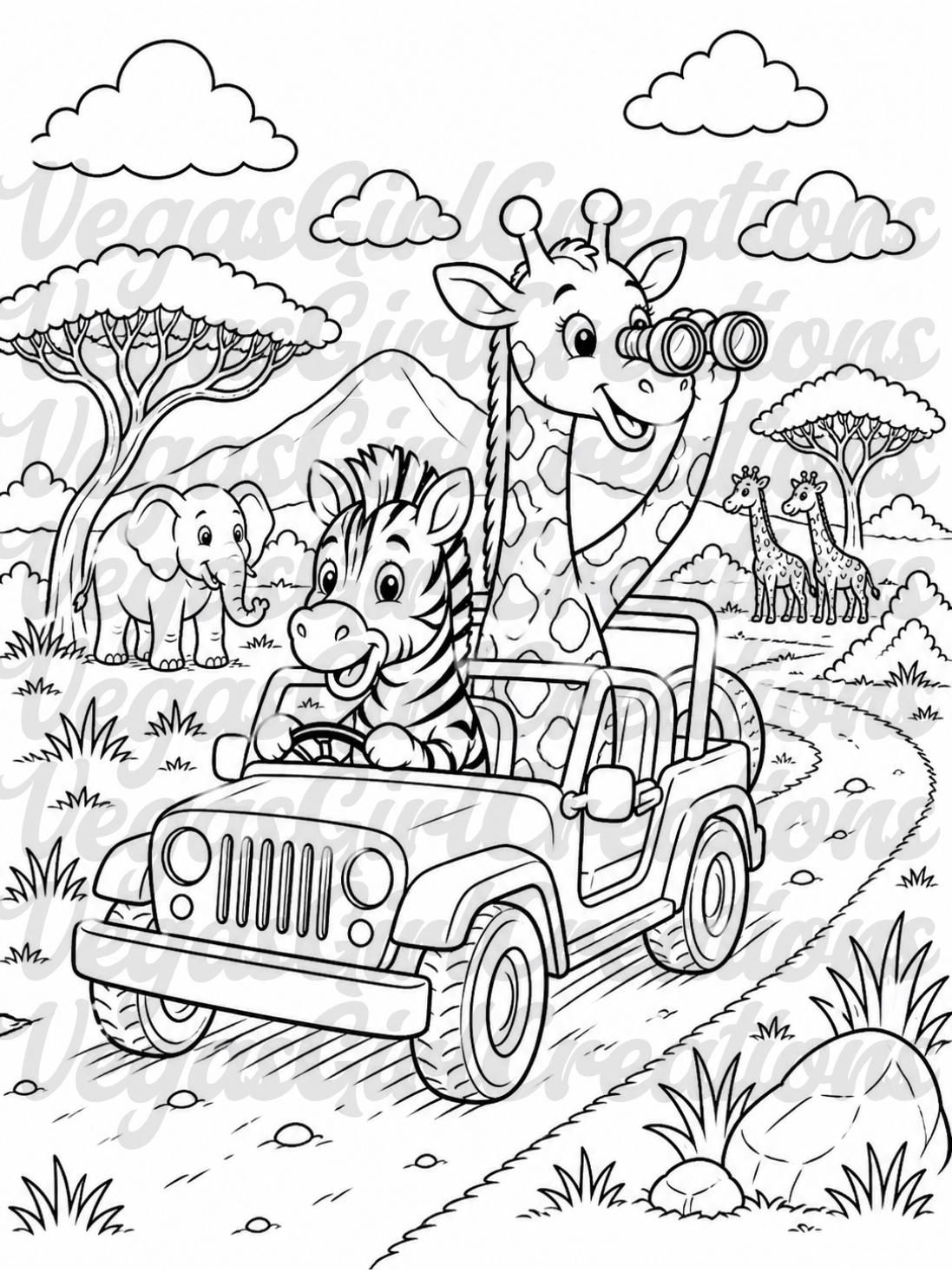 Safari Animals Fun Adventures Coloring Book PDF| 20 Printable Pages - Etsy