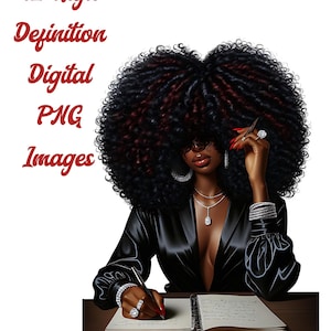 Linda e vibrante mulher negra com Afros, várias poses, artesanato, sublimação, convites, clipart, arte digital, DTF, impressão