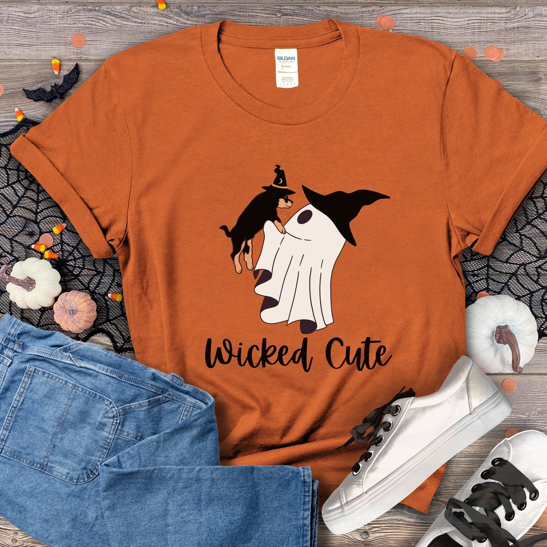 Dog Halloween Shirt Rottweiler Ghost Dog Shirt Wicked Cute Etsy
