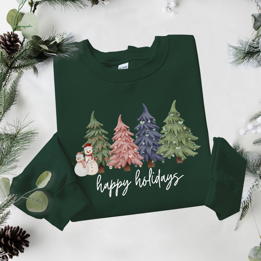 Christmas Tree Ribbed Hem Dropped Shoulder Sweater