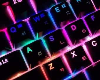 English & Korean Dual Languages Backlit Keycaps Set for Mechanical Keyboard