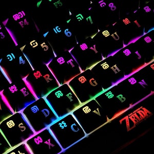The Legend of Zelda Sheikah Alphabet Backlit Keycap Set | Artisan Keycap Set | Mechanical Keyboard Keycap Set | Anime Keycap Set |