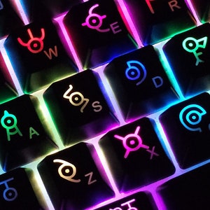 Unown Backlit Keycap Set | Artisan Keycap Set | Mechanical Keyboard Keycap Set | Anime Keycap Set | Gift for him |